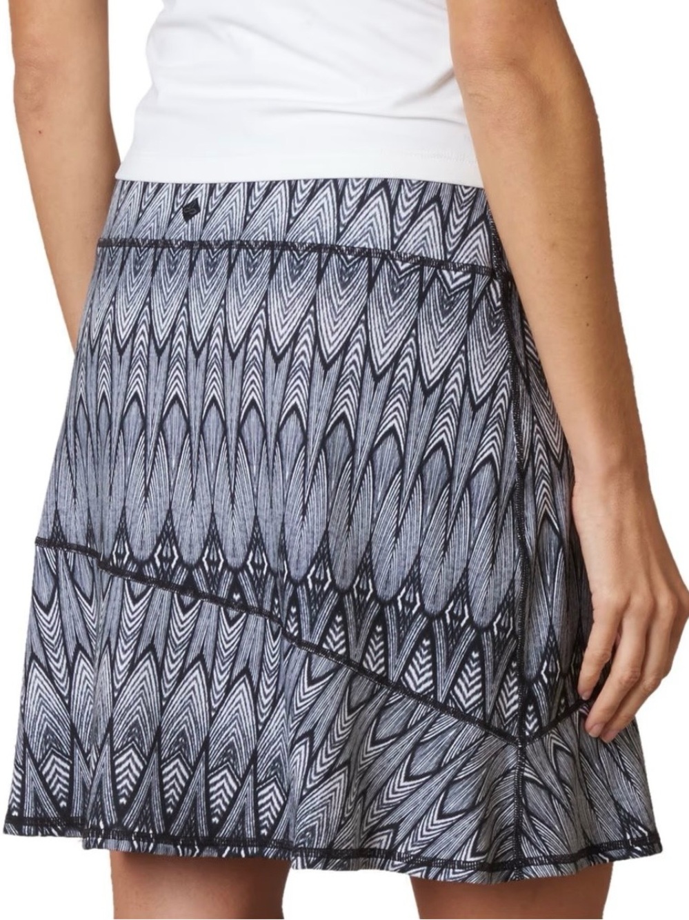 prana Deedra A-Line Black & White Skirt Flounce Size Small